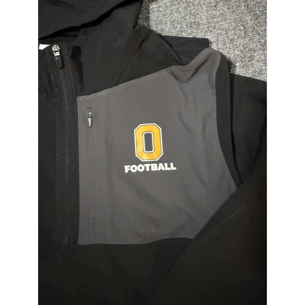 O Football Jacket Mens XL Black Football Nike Hooded Half Zip Coach Pullover - Picture 3 of 10